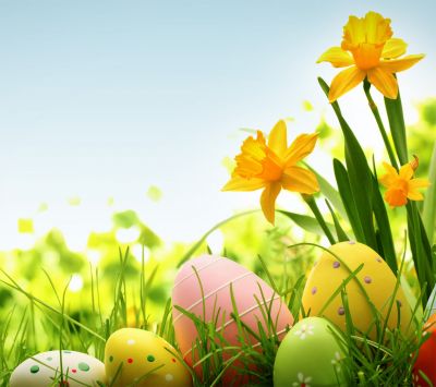 Húsvéti tojások és nárciszok